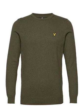 Cotton Merino Crew Jumper Strikkegenser M. Rund Krage Grønn Lyle & Scott