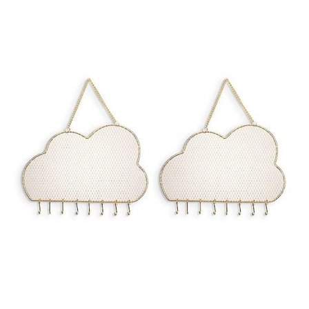 2-pack väggmonterad smyckeshållare, örhängehållare, armbandshalsbandskrokar i guld