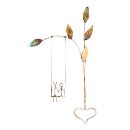 Rustik Vægdekoration i Bondehusstil med Jern, 'Rooted in Love' Gynge Skulptur Dekor B