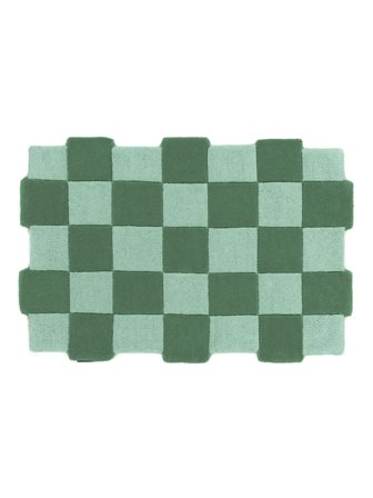 Wool Door Mat Checkmate Checkered Green/Mint Green