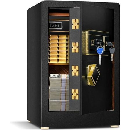 COSTWAY Electronic Security Safe - 28,31 L digital knappsats - 2 nycklar - Dubbelt larmsystem - Avtagbar hylla - 38x35,5x59 cm