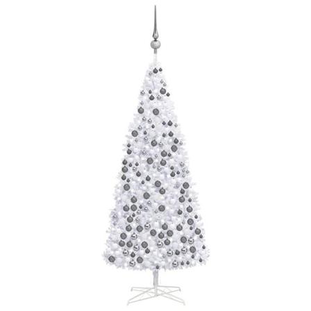 Vidaxl Plastgran Med Led Och Julgranskulor 400 Cm Vit Vit
