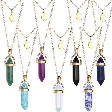 7 ST Kristallhalsband Hexagonal hänge ALLA FÄRGER