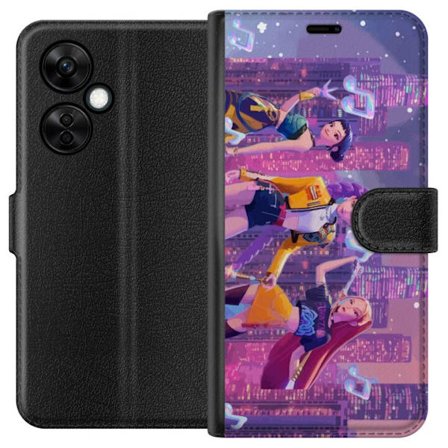 Kompatibelt Plånboksfodral till OnePlus OnePlus Nord CE3 Futuristisk K-Pop Demon Hunters tjejgrupp illustration med neonstad popkultur estetik och kr