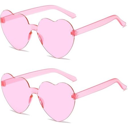 2-pack hjärtformade solglasögon, ramlösa hjärtformade glasögon, fashionabla hjärtformade stilfulla solglasögon, damglasögon
