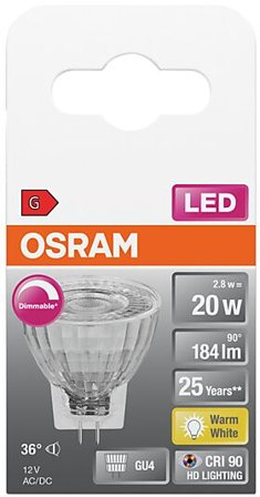 OSRAM LED lyspære MR11 35 gu4 dim 3,2W 2700K 36° 12V