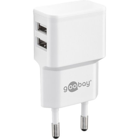 USB-A dubbel laddare (12 W) vit