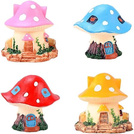 4 stk. Miniature Svampehus, Fehave Svampehus Figurer Dukkehus Have Dekoration Mikro Landskab DIY Udendørs Dekorationer (Tilfældig Stil)
