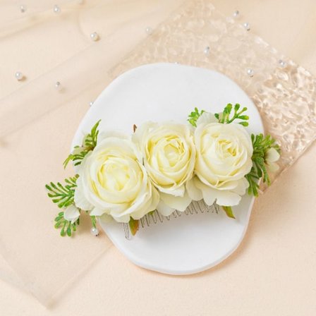 Kukka hiuskampa morsiamen hiuskoristeet VALKOINEN