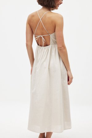 NA-KD - Midikjole med knytedetaljer og åpen rygg - Kjole med åpen rygg - Beige - EU 40