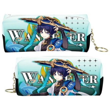 Hett erbjudande till lågt pris! Genshin Impact dubbellagers pennfodral tecknad anime tryck student pennfodral Spridd soldat/vandrare-Glad