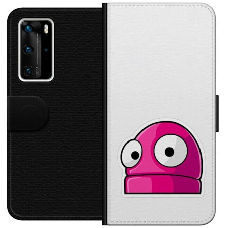Kompatibelt Plånboksfodral till Huawei Huawei P40 Pro Rosa tecknad figur med stora ögon i lekfull och humoristisk stil