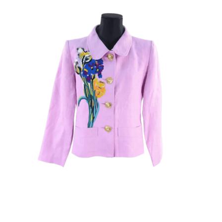 Saint Laurent Vintage, Pre-owned Jackets Roze, Dames, Maat:L,linnen