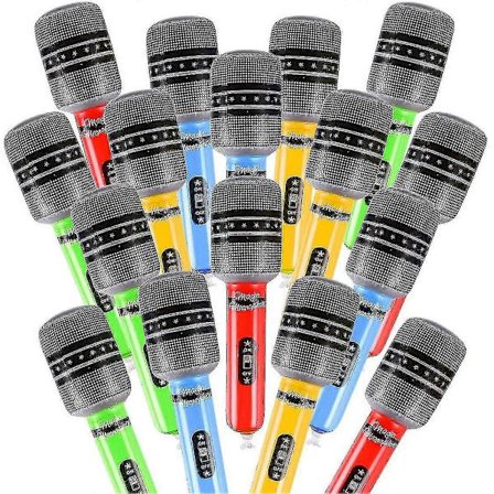 24 stk. oppustelige mikrofoner til 80'er 90'er festdekorationer - 80'er 90'er festartikler dekorationer forsyninger plastik legetøjsmikrofon rekvisit 