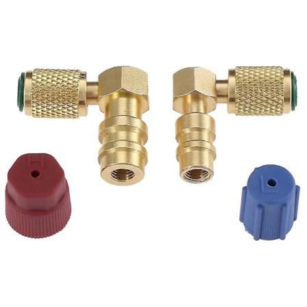 R12 til R134 A Høj/lav AC Fitting Port Retrofit Konverteringsadapter, Hurtigkoblingsventil A/c 90 Grader (LGL)