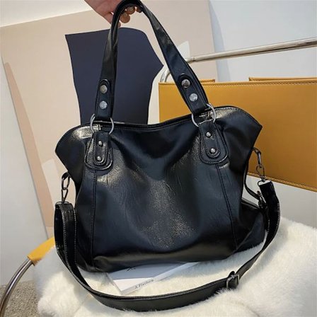 Store sorte skuldertasker til kvinder, stor størrelse, afslappet tote taske, kvalitet Pu læder Hobos Crossbody taske, kvindelig rejse shopper 