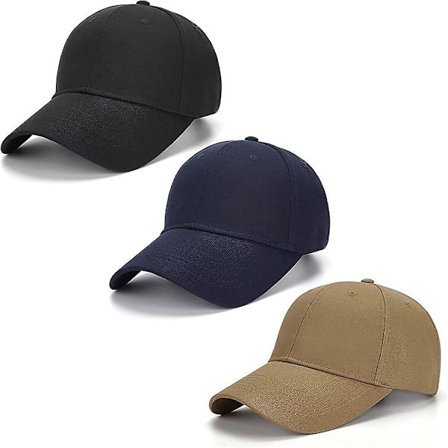 3-pack Heilwiy Unisex enfärgad bomull keps med rem baktill, justerbar, one size passar de flesta, present