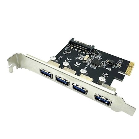 4 Portin USB 3.0 PCI-E -laajennuskortti PCI Express PCIe USB 3.0 Hub -sovitin 5 Gbps Riser-ohjainjatke SATA-virralla