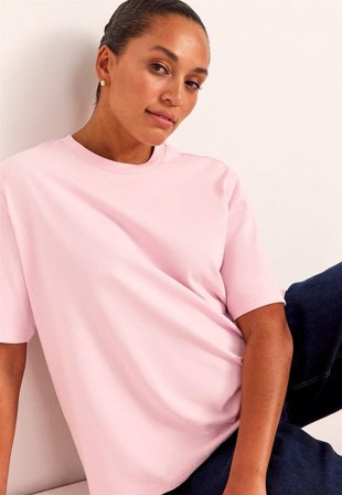 Cellbes of Sweden - T-shirt i kraftig bomullstrikå - rosa - för damer - 62/64