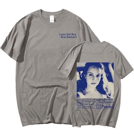 Sångerska Lana Del Rey T-shirt Blå räcken Musikalbum Kortärmade Grafiska T-shirts Vintage Harajuku T-shirts Streetwear Unisex