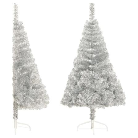 Vidaxl Halv Plastgran Med Stativ Silver 120 Cm Pvc Silver