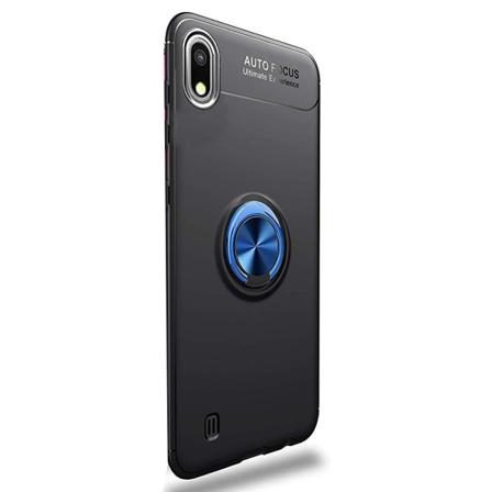 Samsung Galaxy A10 - Praktisk beskyttelsesdeksel med ringholder Svart/Blå