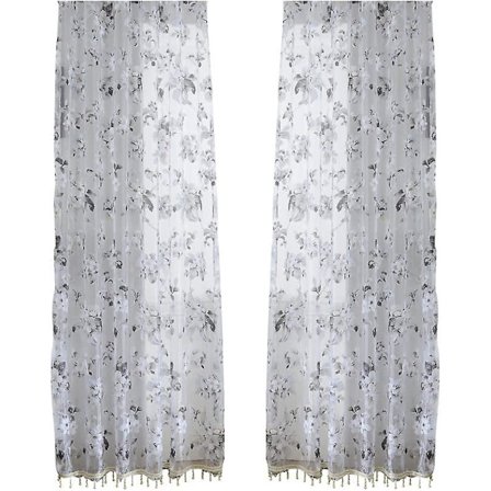 Orkidégarn gardin skärm fönster skärm dörr sjal gardin kappa (svart och vit)