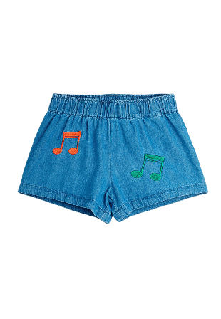 Mini Rodini Note embroidered lightweight denim shorts Byxor Unisex Blå 104/110