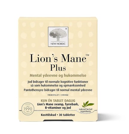 New Nordic Lion's Mane Plus 30 tabl., Helse & Madvarer, Kosttilskud, Hjerne / Hukommelse