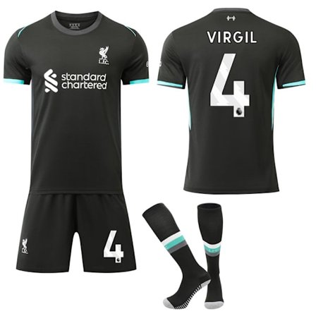 Liverpool Bortedrakt Fotballdrakt Barn/Voksen Kit Nr.4 Virgil 24-25 Nr.4 Virgil_qc