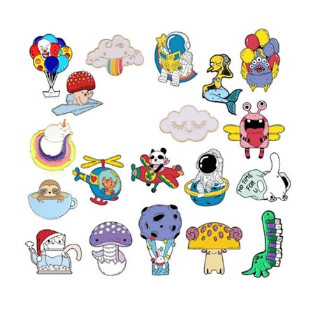 19 stk. søde brochenåle tegneserie nålesæt søde broche reversmærker til DIY tøj tasker rygsække jakker hat