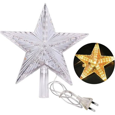 Juletræstop med 31 LED'er med strømstik - Belyst juletræstop i varm hvid - Juletræsstjerne top