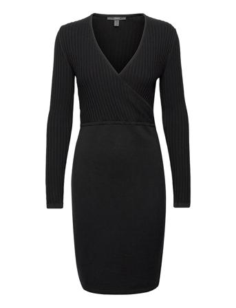 Dresses Flat Knitted Polvipituinen Mekko Musta Esprit Collection