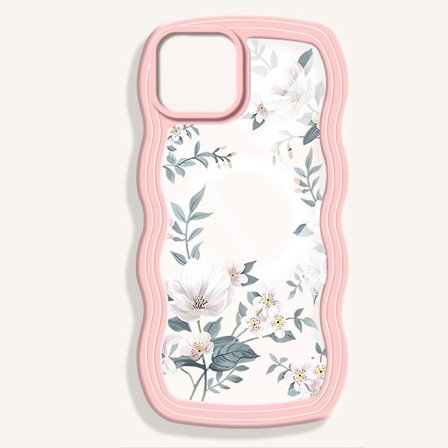 Magsafe Clear Case Kompatibel med Iphone 15 Pro Max, Cute Wave Frame Soft Tpu Shockproof Water Ripple Case For Women