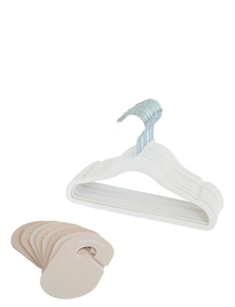 3 Sprouts 3 Sprouts Set, Velvet Hangers (15 Pieces) And Closet Dividers (8 Pieces), Cream Neutral - Cream - ONE SIZE