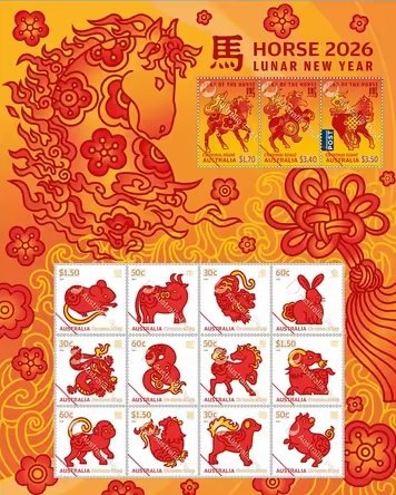 Christmas Island - Hestens år 2026 - Postfrisk ark