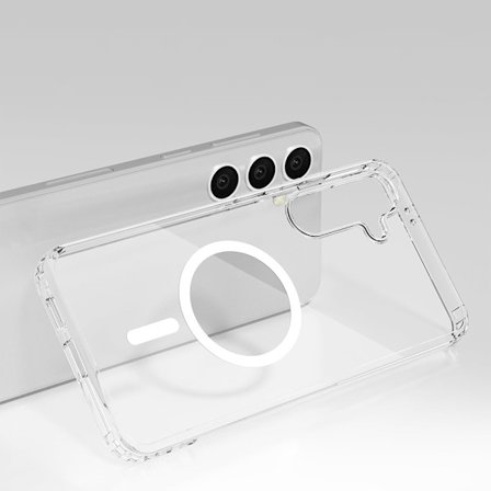 Magnetiskt trådlöst laddningsskal med stötskydd i PC-material för Galaxy S24 Plus