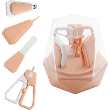 Baby hälso- och skönhetspaket 4 i 1 baby nagelvård saxset, nyfödd, baby och småbarn nagelvårdspaket (orange)