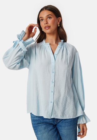 Pieces Pcmarica LS Shirt Light Blue Vaatteet