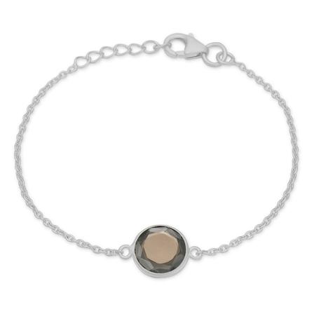 Frk. Lisberg, Cat bracelet smokey quartz silver Grijs, Dames, Maat:S