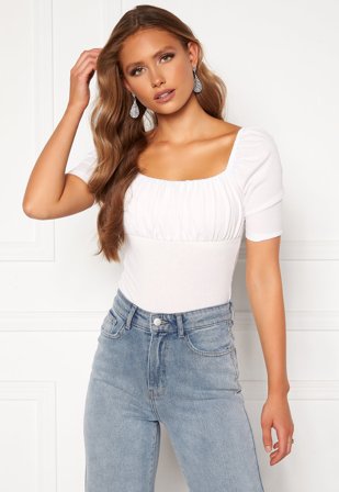 BUBBLEROOM - Rushed Square Neck Short Sleeve Top - XL