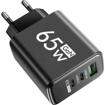 Total 65W USB PD GaN Laddare 3 Portar Snabbladdning Typ C Telefonladdare Adapter För iPhone15 Xiaomi Samsung Oneplus Väggadapter