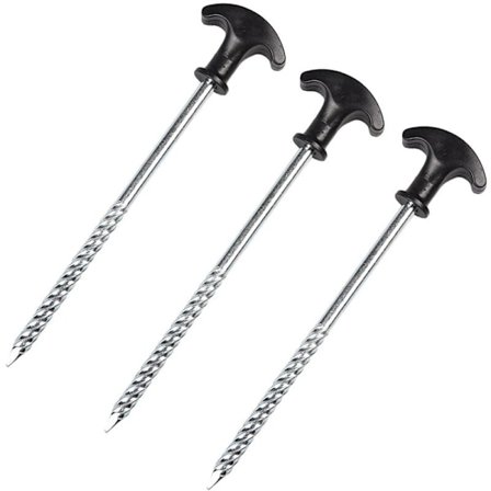 3 stk. udendørs campingtelt tilbehør jordspyd markise spiral stålsøm metal camping sport bjergbestigning forsyninger