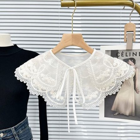 Dame Blondekrave Aftagelig Skjorte Kappe Falske Kraver