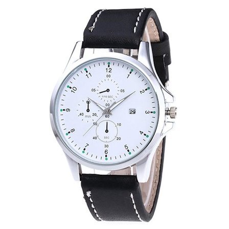 Klocka Street Casual läderband / datum - Flera färger