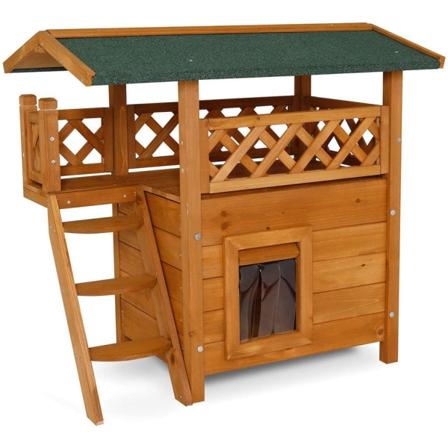 Lodge Cat House (wood, 77 X 50 X 73 Cm) Natural / Brown