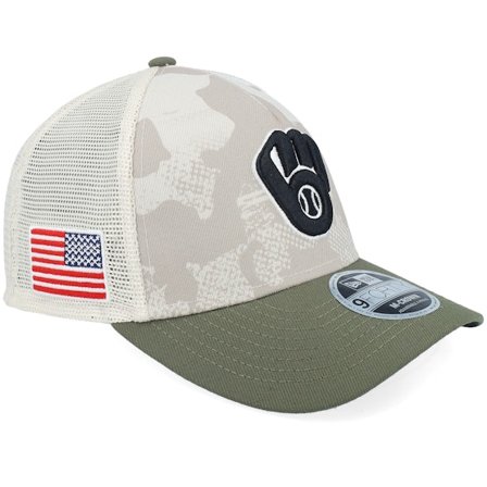 New Era - MLB Camo trucker Cap - Milwaukee Brewers MLB Armed Forces Day 9FORTY Mc Stone/Olive A-frame Trucker @ Hatstore