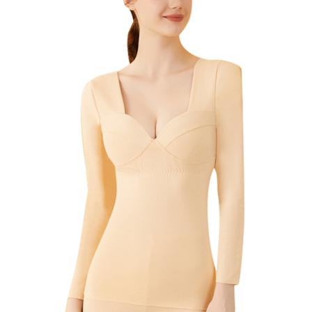 Kvinnor Thermal Långärmad V-hals Enfärgad Skjorta