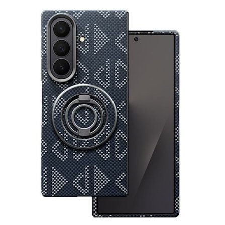 Mobilskal till Galaxy Z Fold 7 MagSafe Kevlar Metal Ring - Geometric Blå