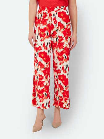 BRANDTEX - Bukser - Rød Mix - Blomstret